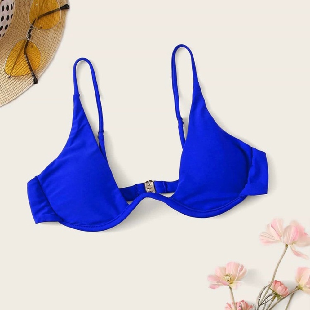 BNWT Bright Royal Blue Underwire Bikini Top SHEIN